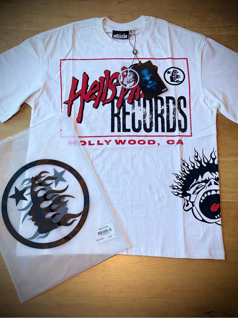 Hellstar Studios "Hellstar Records" Hollywood CA White Graphic Y2K T-Shirt NWT